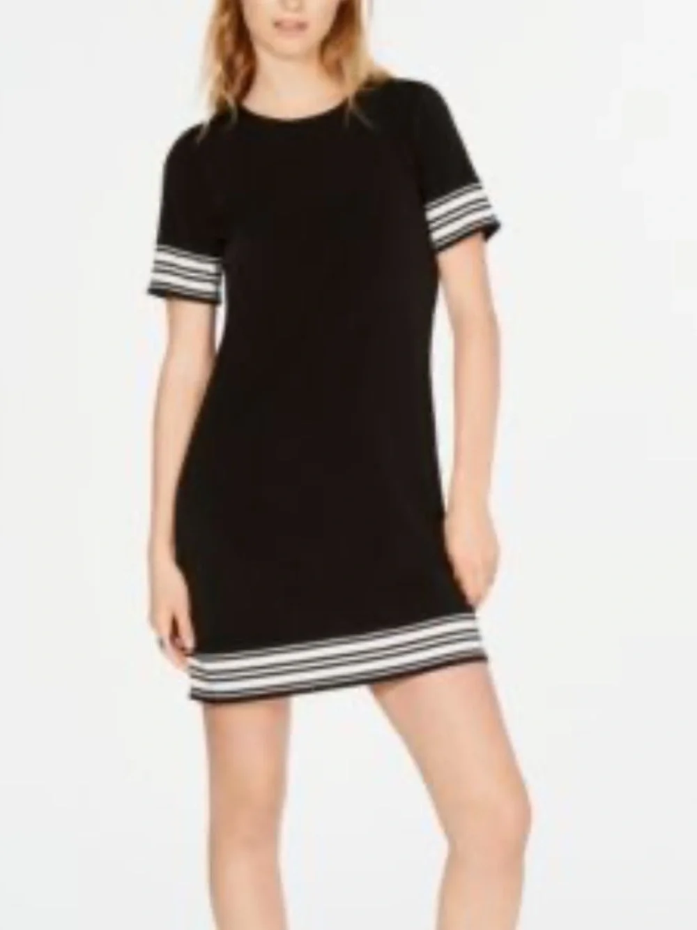 Michael Kors Dress Women’s Large Black Sheath Mini Versatile Stripe Hems B6